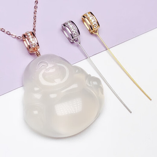 Guanpuge Fat Donglai same style pt950 platinum pendant buckle head melon seed buckle oblique hole buckle clip jade jade gold color