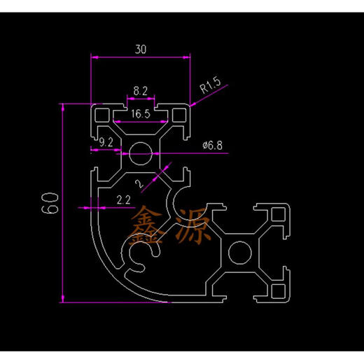 Renjuyi Industrial Aluminiumprofil 6630r Aluminiumlegierung 6060r Europäische Standard-Hemmkreis-Aluminiumprofil 6030R-Säulenprofil