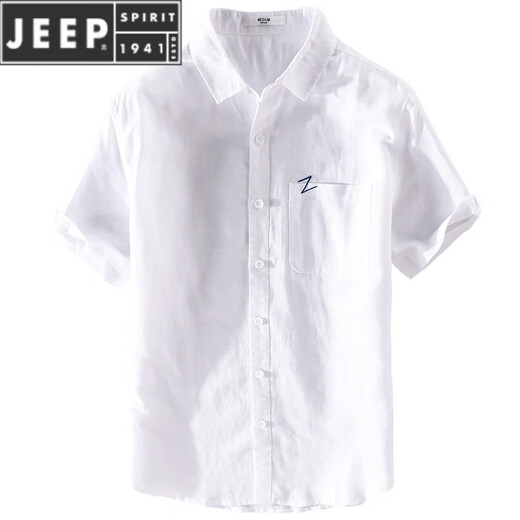 Jeep Spirit Men's Men's Short à manches à manches en lin en lin de coton décontracté masculin