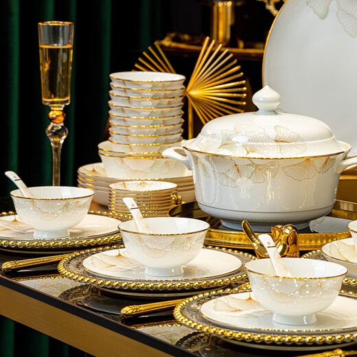 Yunzhihe bowl and dish set household 2025 new high-value tableware set Jingdezhen new wedding housewarming gift