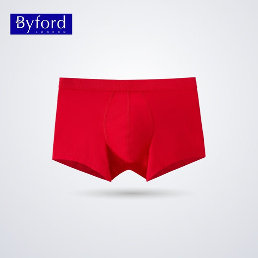 BYFORD Men's Boxer Underwear Comfortable EUC Cotton Stretch Boxer Mid-waist Men's Pants Shorts Red Gift MW718/719 MW718 Red 1 M