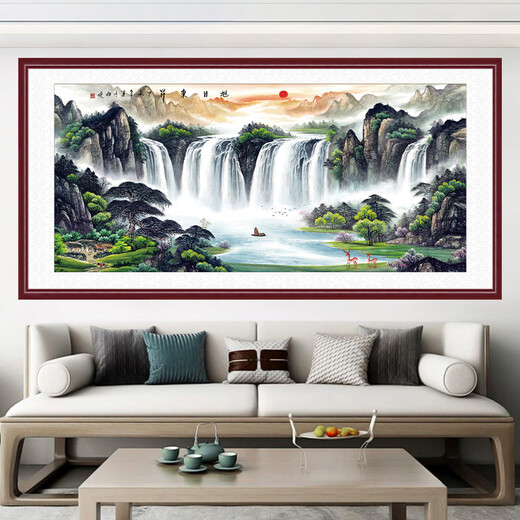Dincmei Dingchuangmei Landscape Painting Stickers Living Room Decoration Painting Backer Wangcai Office Background Wall Sticker Self-adhesive Landscape Painting Mural 01. Flowing Water Makes Money Width 60cm-Height 30cm Self-adhesive Landscape Painting with Glue on the Back