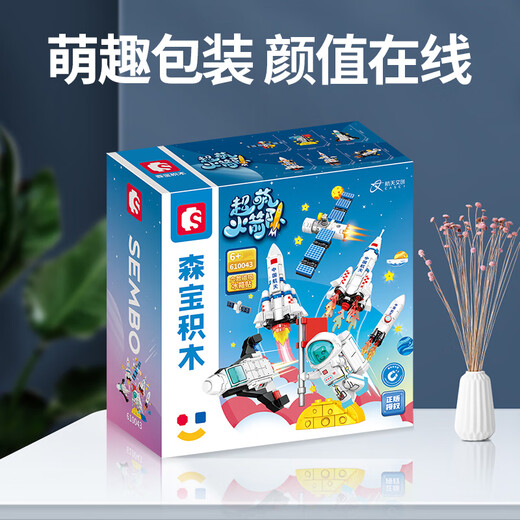森宝积木航天冰箱贴磁吸拼装玩具家居装饰摆件男孩生日礼物610043