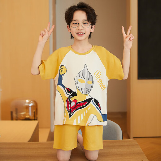 浪莎（LangSha）儿童睡衣男童夏季短袖薄款纯棉家居服男孩小中童夏天学生卡通套装 LTN686 160 建议150-160CM/80-95斤