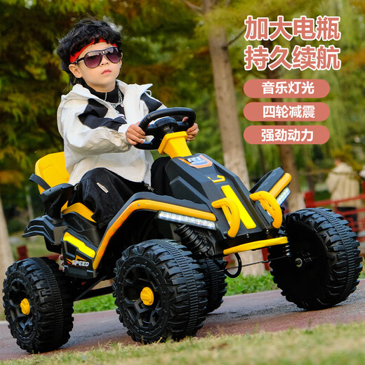 钰贝嘉儿童四轮可坐大人电动车可驾驶男孩小孩玩具遥控童车越野车沙滩车 碧落绿（自驾/遥控+强力驱动） 炫酷灯光+蓝牙音乐