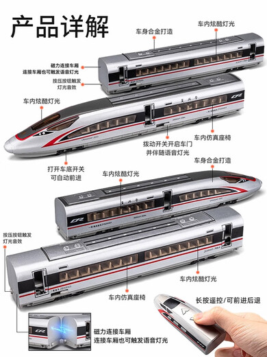 车致（CHE ZHI）高铁火车玩具合金复兴号动车模型儿童遥控车电动轨道地铁男孩礼物 遥控版-复兴号双节-白色
