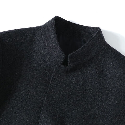 
Fazeya Hengyuanxiang Zhongshan suit stand collar suit men's short wool coat men's slim business casual dad suit black 170/88A