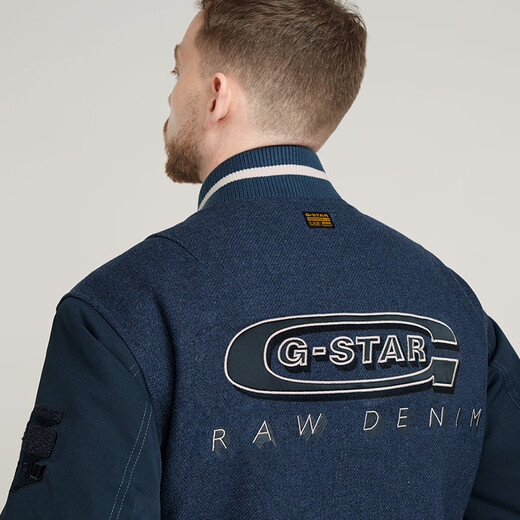 G-STAR RAW立领夹克意大利学院风飞行员男痞帅保暖防风上衣D25403 牛仔蓝 S