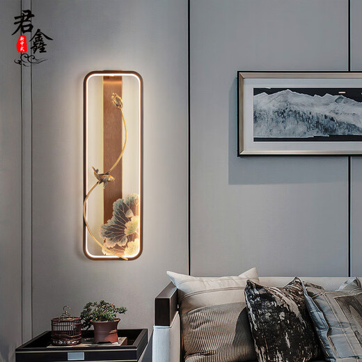 Junxin neuer chinesischer Stil Vollkupfer Wandlampe Schlafzimmer Nachttile Chinesische Stil Moderner Gangstreppe Leuchttiere Wohnzimmer Hintergrund Wandlampe B677/Ein Stil voller Kupfer Wandlampen-Rechts-Stil