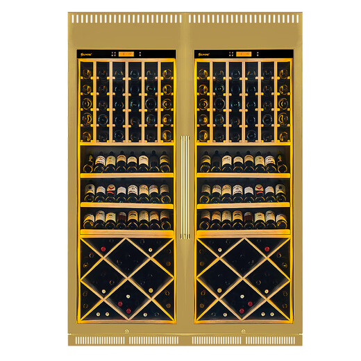 SILIWERE/SILIWERE red wine cabinet, constant temperature wine cabinet, custom wine cabinet, large wine cabinet, double door wine cabinet, custom wine cabinet, width 1600, depth 500, height 2200, champagne gold, 500 bottles, exclusive edition