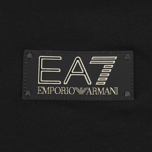阿玛尼（ARMANI）男装男短袖t恤时尚圆领胸前字母logo图案 11151礼物 黑色 M