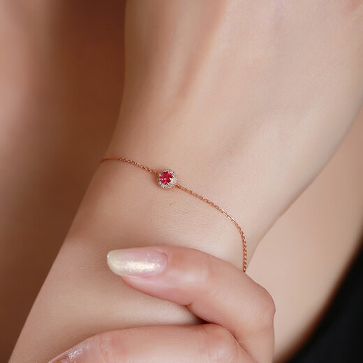 Tingliang Burmese natural ruby bracelet 0.2 carat 18K gold set with diamonds for your lover
