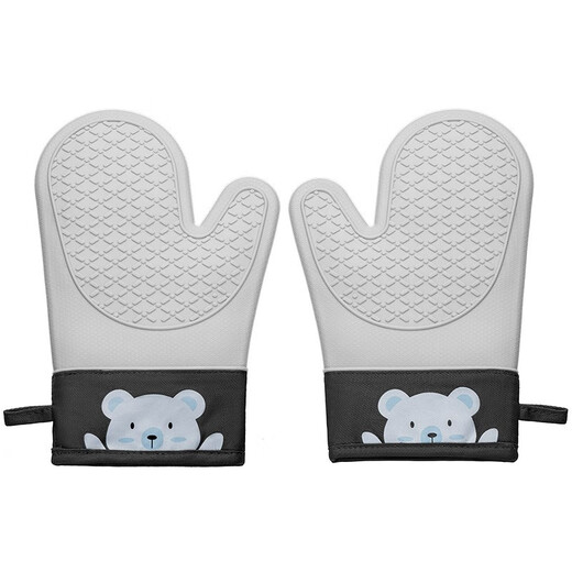 CCKO anti-scald gloves thickened double-layer heat-resistant high-temperature kitchen oven microwave oven baking special cotton silicone gloves anti-scald silicone gloves a pair