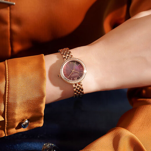 Julius Fashion Light Luxury Niche Watch Women's Mother of Pearl Quartz Waterproof Women's Watch 1421 Rose Gold