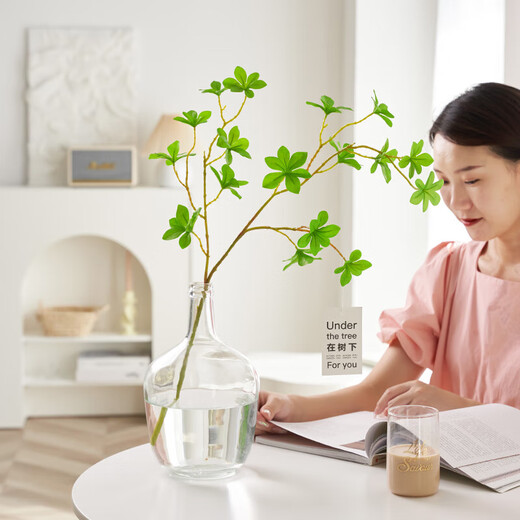 Flower e flow horse drunk wood simulation green plant Japanese hanging clock plant fake flower simulation flower indoor living room table decoration bouquet ornaments 110CM hanging clock 3 branches