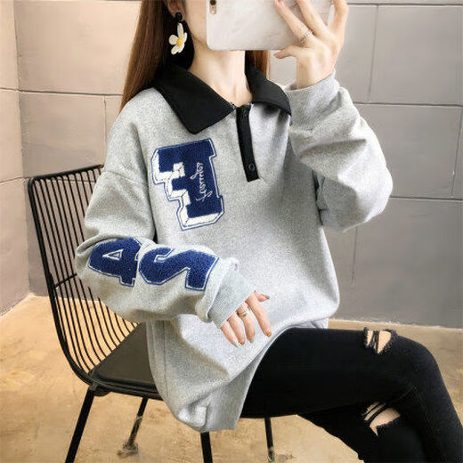 泰载潮流卫衣女小个子女生学加绒秋冬宽松众外套保暖百搭假两件套上 6169#白色【加绒加厚】 M码【建议80-100斤】