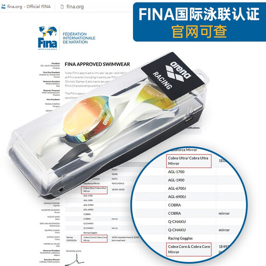 阿瑞娜（arena）泳镜男专业竞技进口高清防雾眼镜蛇女训练比赛镀膜游泳镜 RDSW-180M【孙杨同款同款阻力小】