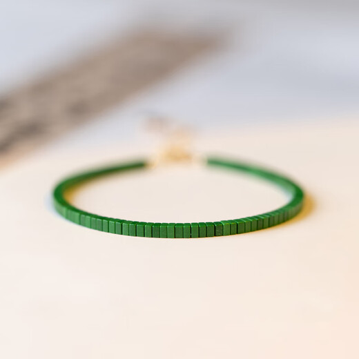 Fat Donglai's same malachite bracelet, optimized raw stone green bracelet for women, very fine single circle small jade bracelet, moss green - extension chain suitable for hand circumference 14~18cm