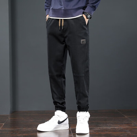Charluoel Casual Hosen Herren Frühlings- und Herbststil Hosen Herren Krawatten Harem Hosen Sporthosen Herren Neun-Punkte-Tide Long Hosen 689 Black XL (125-145jin [Jin gleich 0,5 kg]))