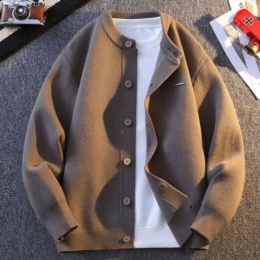 Bushman knitted cardigan jacket men's autumn and winter outer sweater men's loose autumn jacket youth high-end sweater 24890 gray