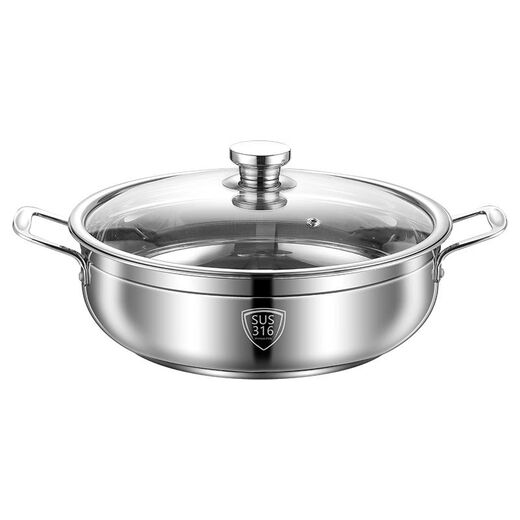 Mrs. Huachu hot pot 316 stainless steel large capacity non-stick soup pot kitchen household shabu-shabu electromagnetic open flame hot pot special pot 316 steel/fish scale anti-stick bottom 34cm + soup spoon