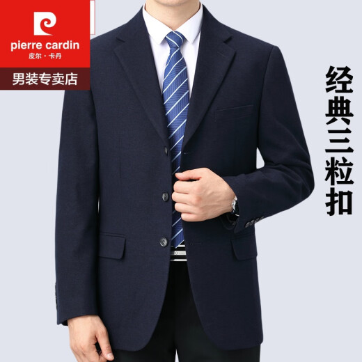 Pier Cardan Suit Men's Business Wool Casual Lool Tres con traje de tres pinzas Single Piece Top Líder Dad Suit Navy Blue 808 Colors 175/92
