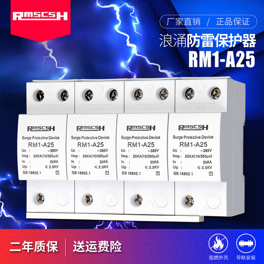 Shanghai People's 2P/4P first-level surge protector 220/380V lightning arrester lightning switch surge protector anti-lightning three-phase-20KA (secondary)