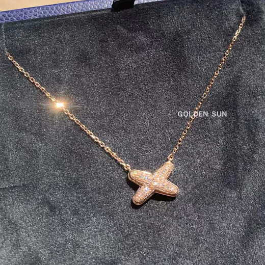 WSAY18/k sand gold diamond l stone chain new style French cross full diamond happy relationship life rose silver type S cross full diamond necklace silver