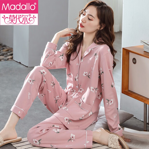 Modal pajamas for women in spring and autumn pure cotton long-sleeved middle-aged mothers women's home clothes 2025 new autumn large-size set X9215 3XL (180)