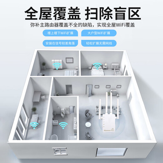 Newmine wifi signal amplifier AC1200M Gigabit 5G dual-band home wireless router companion through the wall smart network signal enhancement extender repeater white