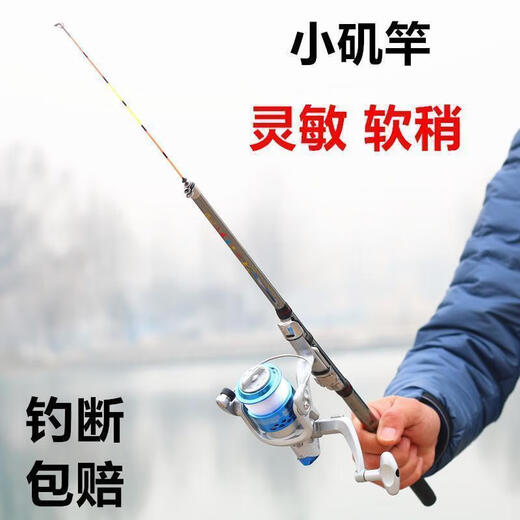 珊野筏竿渔轮碳素超短软尾稍小矶杆钓鱼竿抛竿海竿套装矶钓竿矶 银色杆软稍2.7米+3000型轮套装