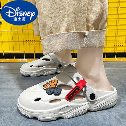 Disney (Disney) Zapatos de agujero para niños 2025 Summer Boys Stick Sticks Medium Large Anti-Slip Soft Sole Sports Beach Beach Model Tamaño de gris 37 36-37
