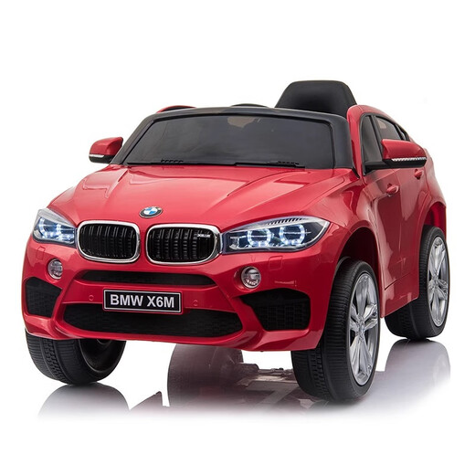 No more fun, no more children's electric car with remote control and seatable BMW with swinging four-wheel toy car for kids New Year's gift flagship black high door opening + soft wheel leather seat