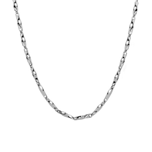 Ililo Mobius Necklace Men's Plain Chain Trendy Brand Versatile Light Luxury Clavicle Chain Titanium Steel Jewelry Silver Sweater Chain Necklace Moebius Necklace 55cm