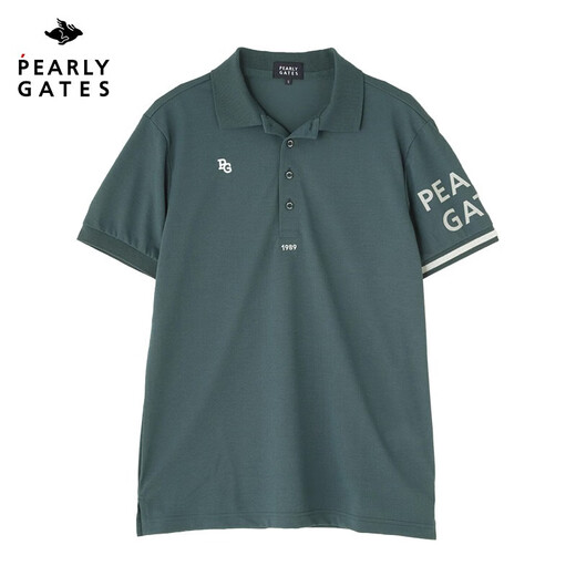 PEARLY GATES Golf Summer Men's PG New Short Sleeve T-Shirt POLO Shirt Casual Fashion Golf Breathable Sports Top Green 053-4260701-141 M