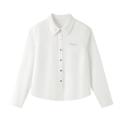 ELLE KIDS children's clothing French preppy style soft velvet waist shirt girls autumn and winter versatile base shirt white 120 (110/120)