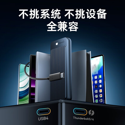 NEWQ雷电4/3移动固态USB4.0硬盘盒双盘位M.2 NVMe sata磁盘阵列raid硬盘盒手机直连适用ipad笔记本电脑 USB4.0硬盘盒【不支持RAID】