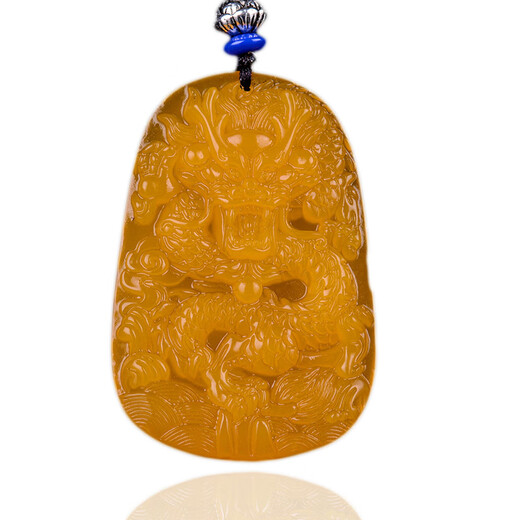 Qianjun natural yellow dragon jade brand pendant Hetian jade men's and women's jade pendant zodiac dragon jade brand pendant jade pendant necklace