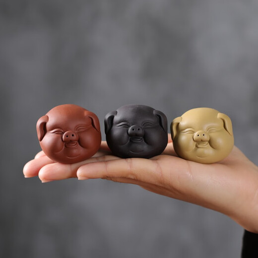 Yuxuan purple sand tea pet ornaments tea play tea art piggy boutique can raise fortune little lucky pig tea tray tea play home little lucky pig-red mud
