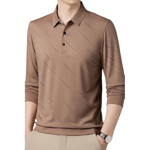 Scarecrow T-shirt à manches longues en coton à manches longues en coton à manches longues pour hommes à manches longues pour le haut de l'âge moyen et âgé de printemps 826 Bleu marine 170/110 / L (120-140jin [Jin est égal à 0,5 kg]))