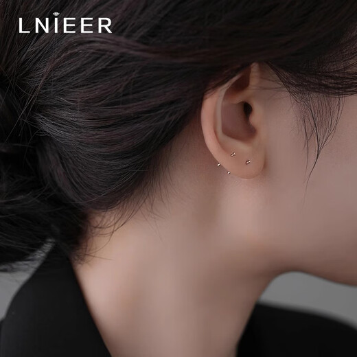 LnieerF136 medical titanium alloy ear sticks, earrings, women's ear piercing earrings, ear bone nails, men's mini invisible anti-blocking needle earrings, 1 pair, 10mm ear sticks, titanium alloy
