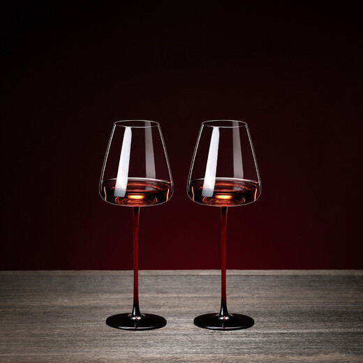 Genas Black Tie Crystal Red Wine Glass Set Home Goblet Burgundy Large Red Rod High-end Luxurious Decanter Wine Set Black Tie Red Rod Crystal Cup 590ml 2 Pack