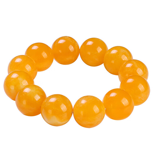 Nilan Fat Donglai same style chicken fat yellow beeswax bracelet Baltic sea flower belt clouds and flowers with moire pattern amber bracelet, bead diameter 18mm, 13 beads, standard size men's style