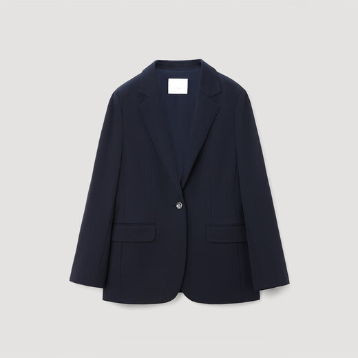 OVV Autumn and Winter Hot Sale Women's Crisp One-Button Flat Lapel Casual Commuting Single-piece Suit Jacket Navy (Solid Color) B1 M