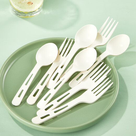 Youao disposable forks 50 individually packed corn starch fruit dessert forks cake forks take-out tableware food grade