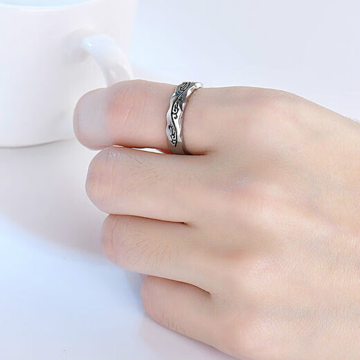 Yanxiang Chinese style open ring men's single domineering dragon pattern ring retro hip-hop trendy male personality dragon pattern ring adjustable