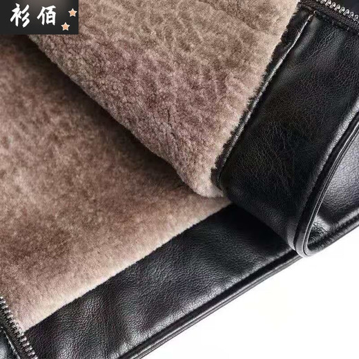 Chaoyunyue winter middle-aged men's velvet thickened leather jacket, dad's warm leather jacket, middle-aged and elderly winter clothes, grandpa's outfit, brown fur one piece 2XL 185/104A recommended 145-160Jin Jin equals 0.5 kg