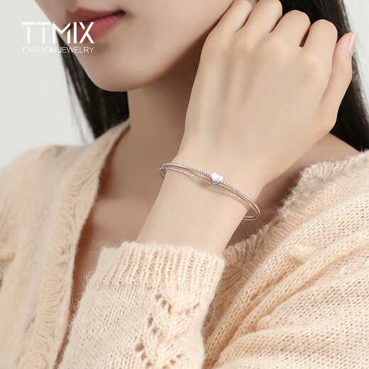 TTMIX fashionable platinum bracelet for women pt950 love platinum bracelet chain heart shape for girlfriend 7.3-7.5g 56mm