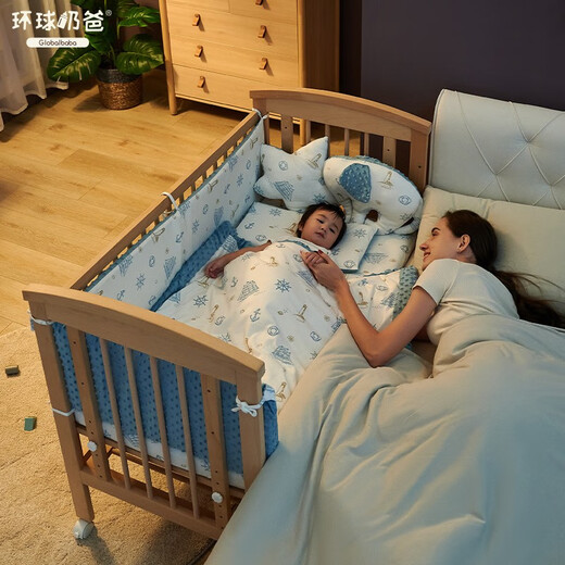 Thanksbaby婴儿床实木宝宝婴儿床拼接大床神器实木床多功能宝宝bb床 婴儿床+8CM椰棕床垫