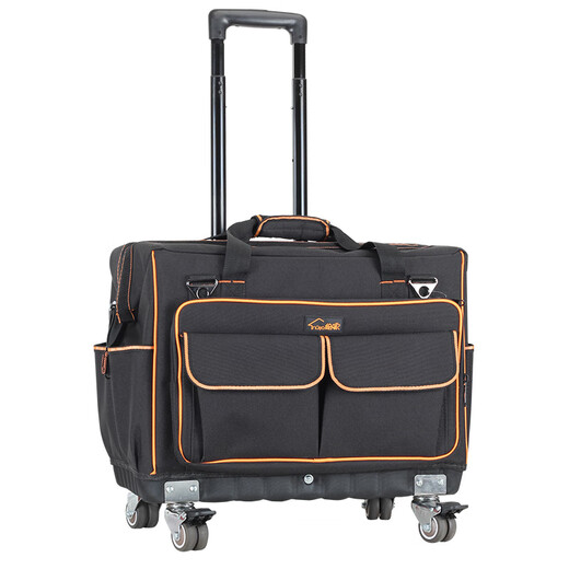 Sailoto Tool Kit Repair Kit Large Multi-Function Canvas Home Appliance Repair Electrician's Bag Trolley Tool Box Bag 18-inch Four-Side Hardened 4-Way Universal Wheels Double Row Wheels